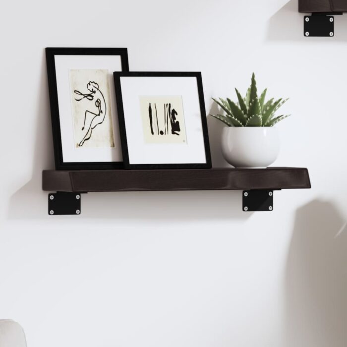 Étagère murale marron foncé 40x10x4 cm bois chêne massif traité – Image 1