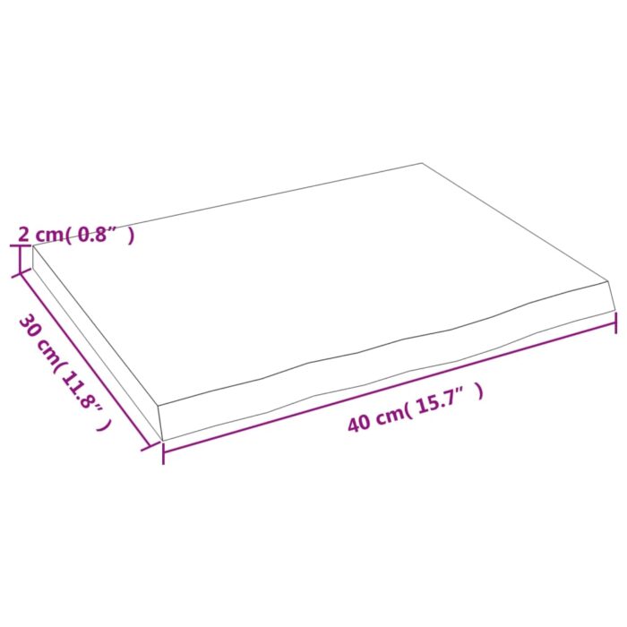 Étagère murale marron foncé 40x30x2 cm bois chêne massif traité – Image 4