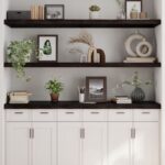 Étagère murale marron foncé bois chêne massif traité