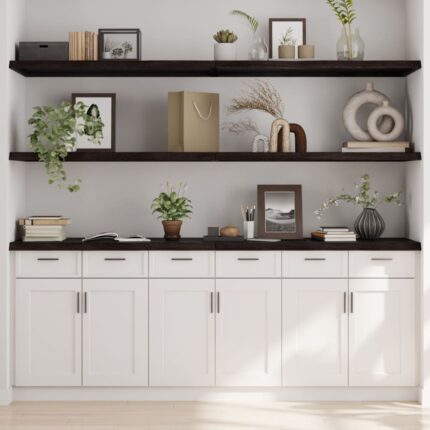 Étagère murale marron foncé bois chêne massif traité