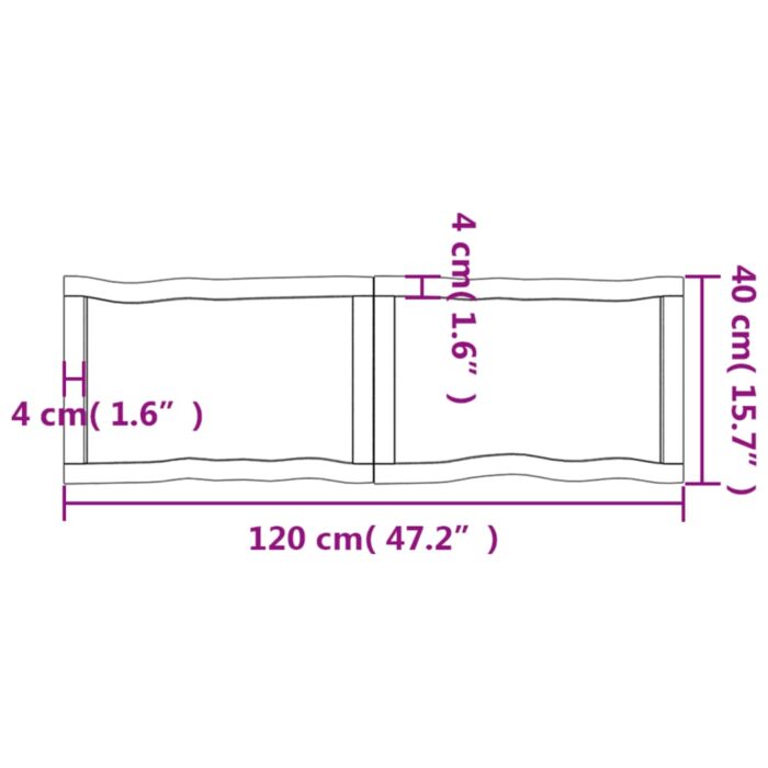Dessus de table bois massif non traité bordure assortie – Image 9