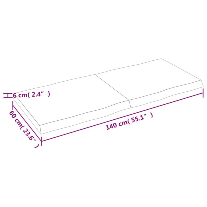 Dessus de table bois massif non traité bordure assortie – Image 7