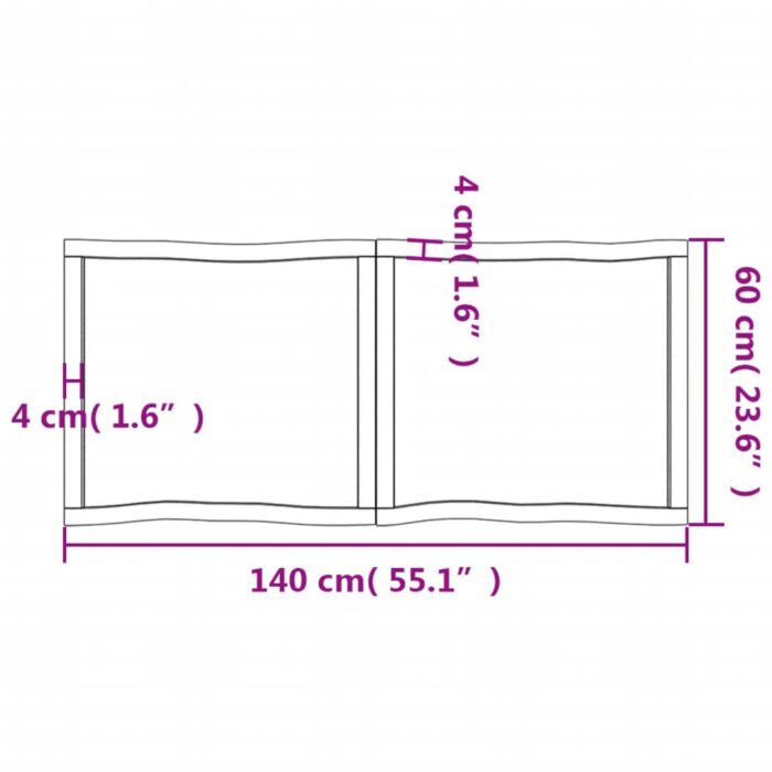 Dessus de table bois massif non traité bordure assortie – Image 9