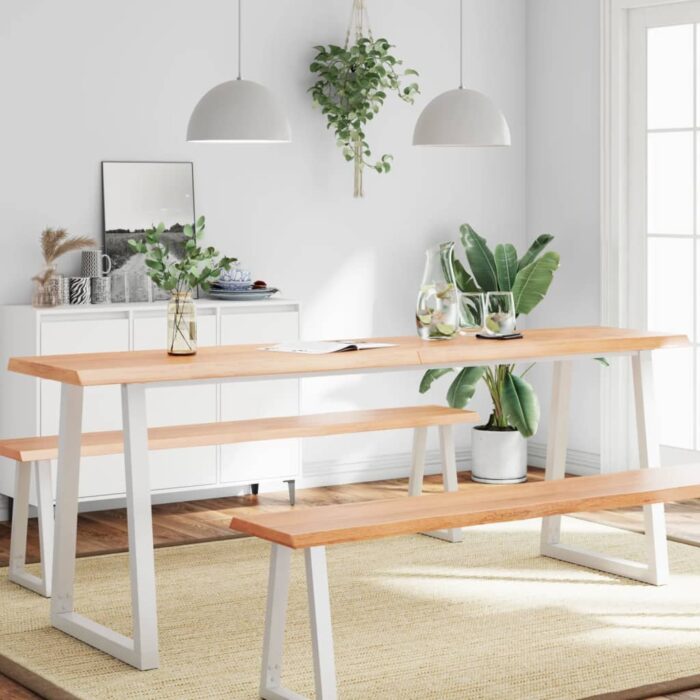 Dessus de table bois massif traité bordure assortie – Image 1