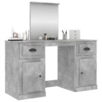 Coiffeuse avec miroir gris béton 130x50x132,5 cm – Image 2