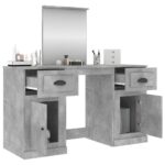 Coiffeuse avec miroir gris béton 130x50x132,5 cm – Image 3