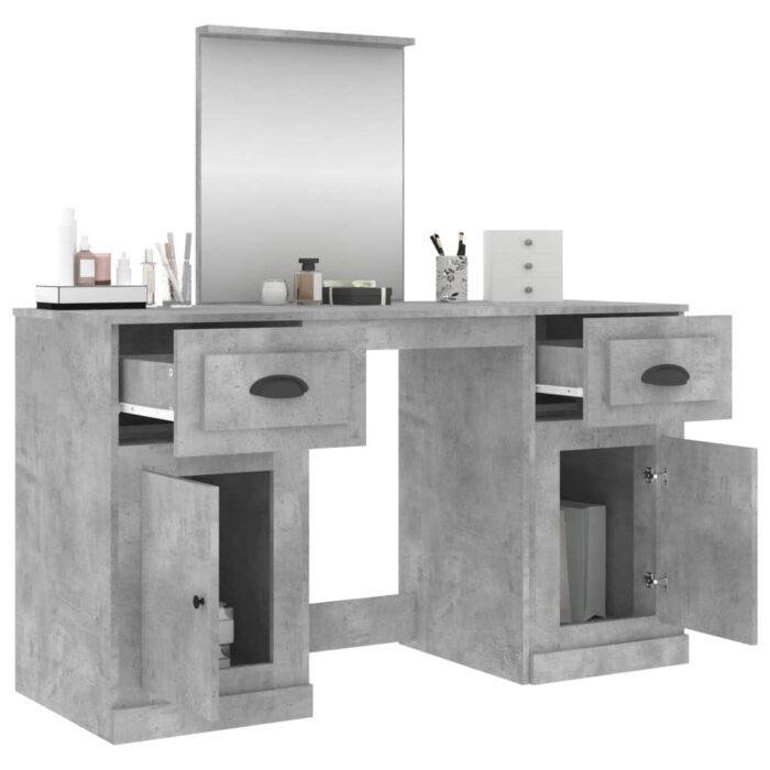 Coiffeuse avec miroir gris béton 130x50x132,5 cm – Image 3