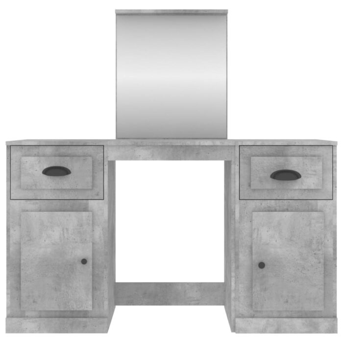 Coiffeuse avec miroir gris béton 130x50x132,5 cm – Image 4