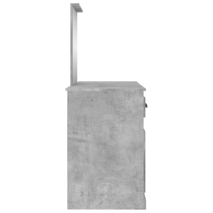 Coiffeuse avec miroir gris béton 130x50x132,5 cm – Image 5