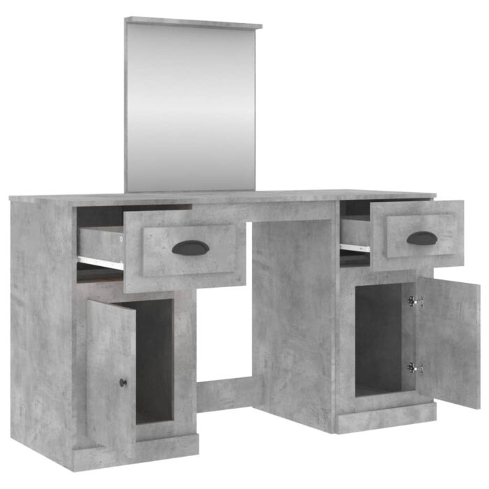 Coiffeuse avec miroir gris béton 130x50x132,5 cm – Image 6