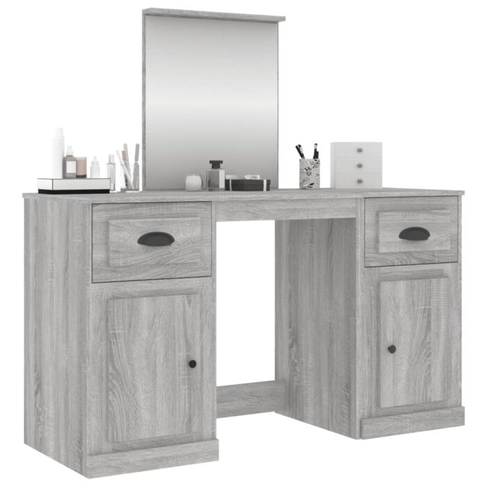 Coiffeuse avec miroir sonoma gris 130x50x132,5 cm – Image 2