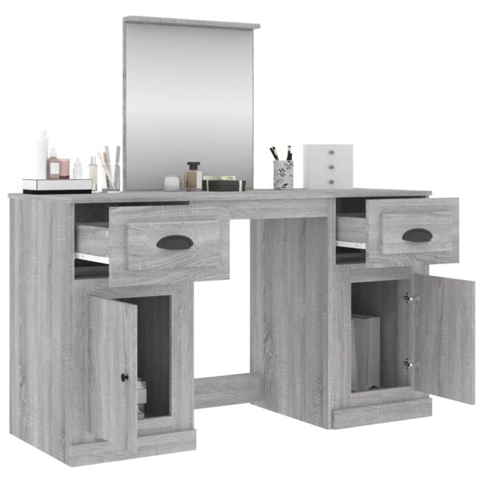 Coiffeuse avec miroir sonoma gris 130x50x132,5 cm – Image 3