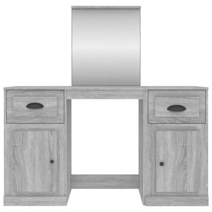 Coiffeuse avec miroir sonoma gris 130x50x132,5 cm – Image 4