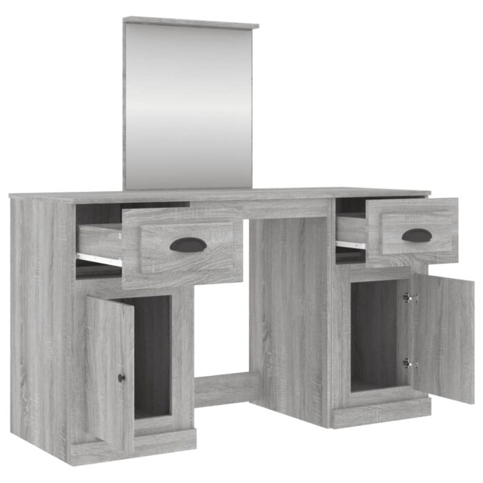 Coiffeuse avec miroir sonoma gris 130x50x132,5 cm – Image 6