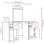 Coiffeuse avec miroir sonoma gris 130x50x132,5 cm – Image 8