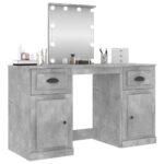 Coiffeuse avec LED gris béton 130x50x132,5 cm – Image 2