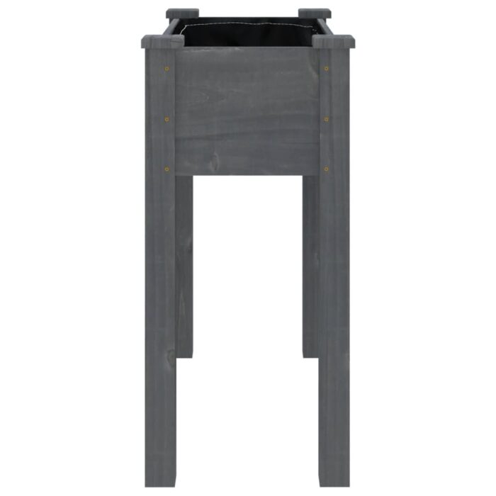 Jardinière avec doublure gris 71x37x76 cm bois massif de sapin – Image 3