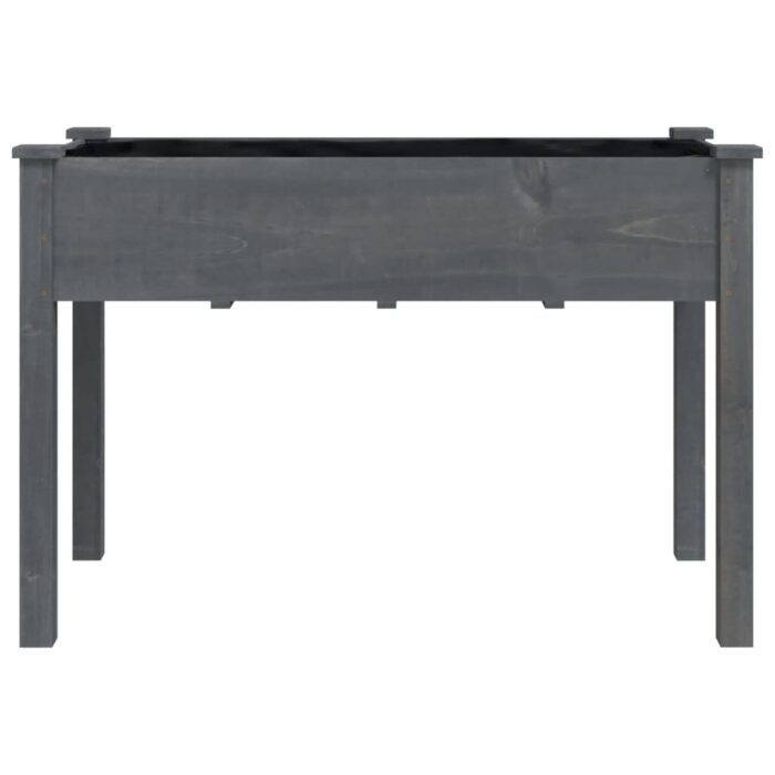 Jardinière avec doublure gris 118x59x76 cm bois massif de sapin – Image 2
