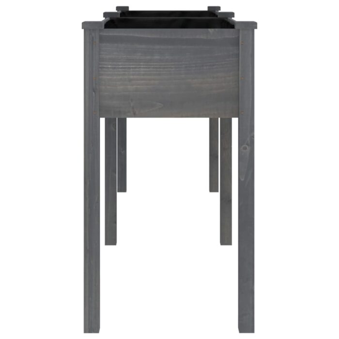 Jardinière avec doublure gris 161x45x76 cm bois massif de sapin – Image 3