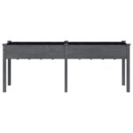 Jardinière avec doublure gris 203x53x76 cm bois massif de sapin – Image 2