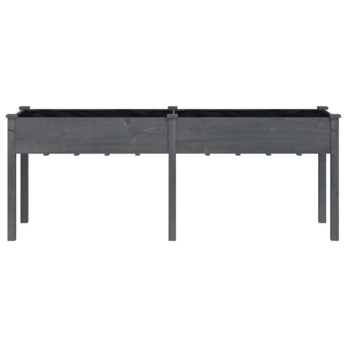 Jardinière avec doublure gris 203x53x76 cm bois massif de sapin – Image 2