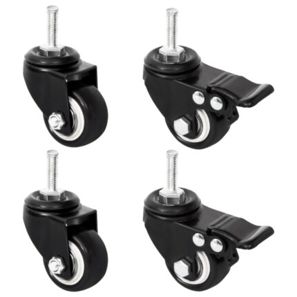 Roues pour jardinière 4 pcs noir 8x3,5x8 cm fer