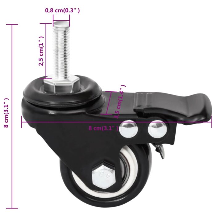 Roues pour jardinière 4 pcs noir 8x3,5x8 cm fer – Image 10