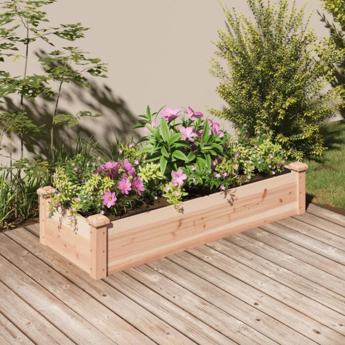 Lit surélevé de jardin doublure 120x45x25 cm bois massif sapin – Image 1