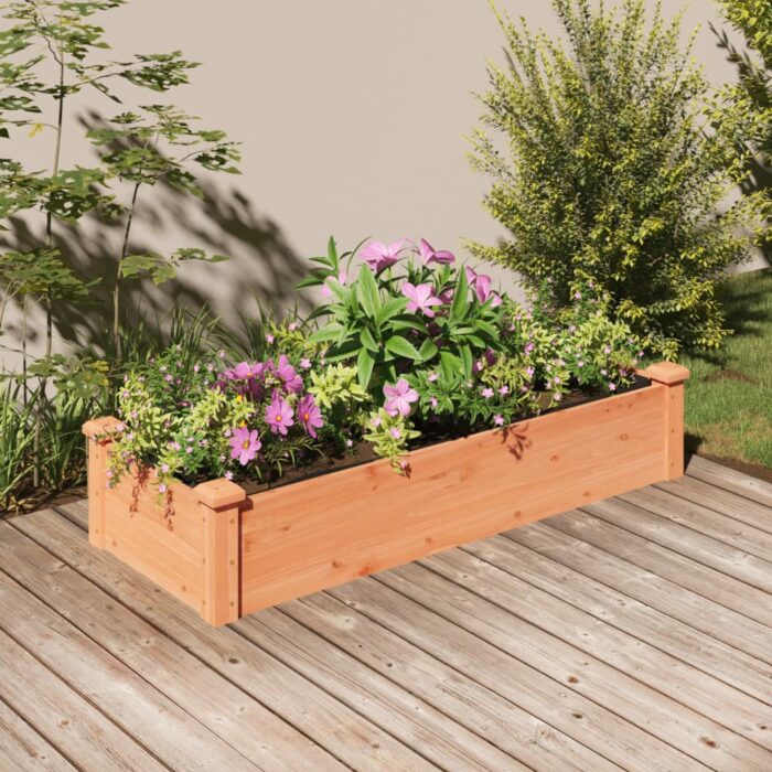 Lit surélevé de jardin doublure 120x45x25 cm bois massif sapin – Image 1