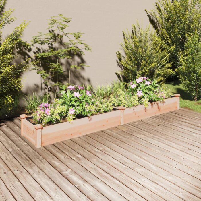 Lit surélevé de jardin doublure 240x45x25 cm bois massif sapin – Image 1
