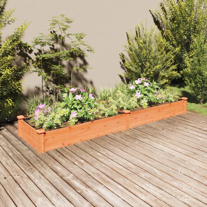 Lit surélevé de jardin doublure 240x60x25 cm bois massif sapin – Image 1