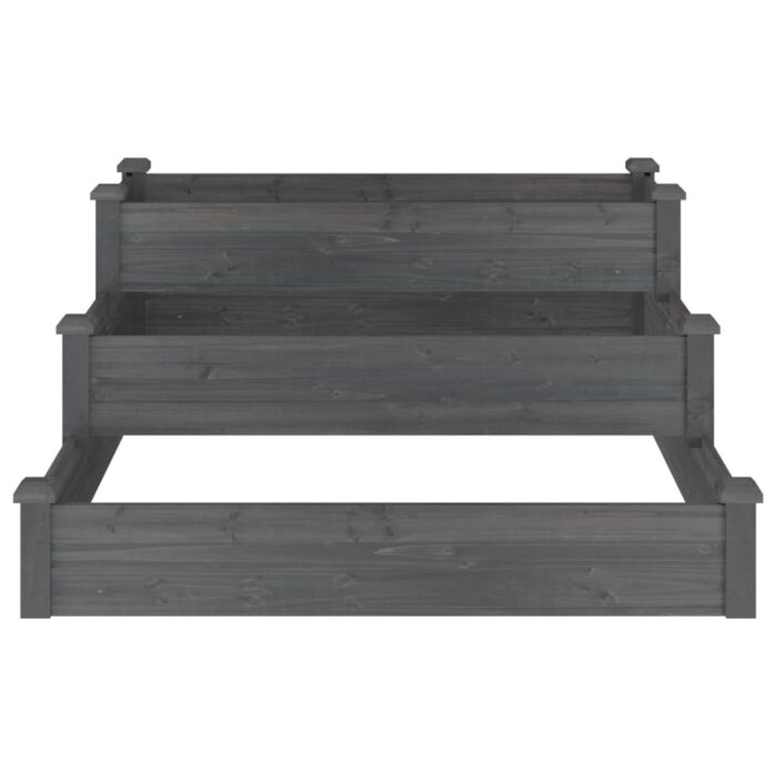 Lit surélevé de jardin gris 120x120x56 cm bois massif de sapin – Image 2