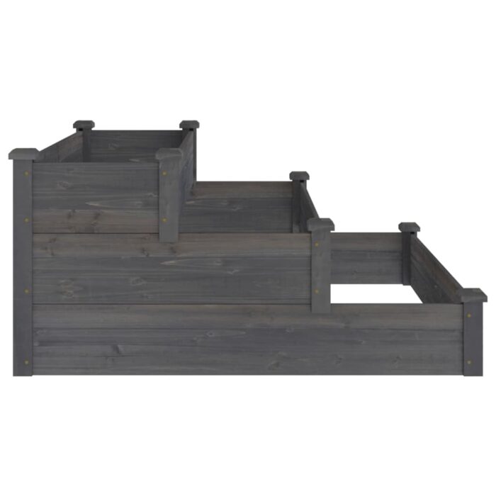 Lit surélevé de jardin gris 120x120x56 cm bois massif de sapin – Image 3