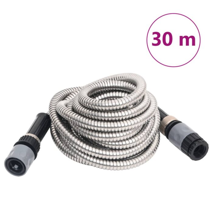 Tuyau d'arrosage buse de pulvérisation argenté 0,6" 30 m inox – Image 1