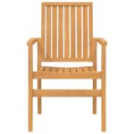 Chaises de jardin empilables lot de 2 56,5x57,5x91 cm bois teck – Image 2