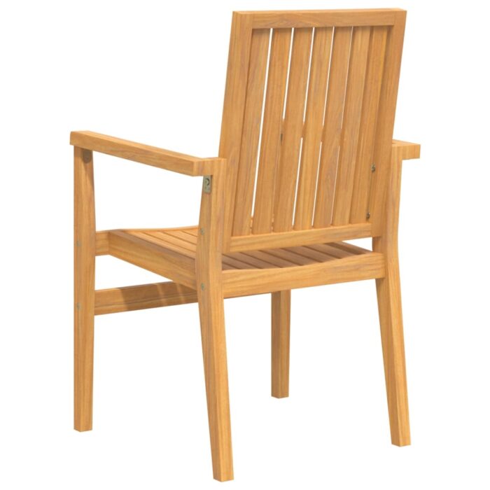Chaises de jardin empilables lot de 2 56,5x57,5x91 cm bois teck – Image 4