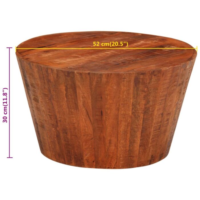Table basse Ø 52x30 cm bois de manguier brut massif – Image 6