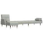 Canapé-lit en forme de L gris clair 271x140x70 cm velours – Image 2