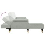 Canapé-lit en forme de L gris clair 271x140x70 cm velours – Image 4