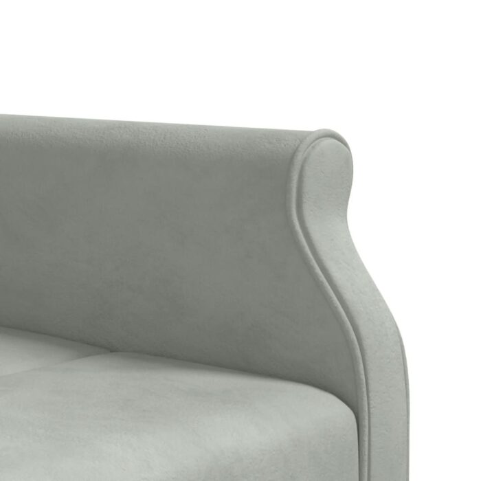Canapé-lit en forme de L gris clair 271x140x70 cm velours – Image 6