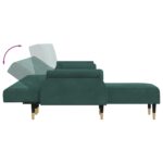 Canapé-lit en forme de L vert foncé 271x140x70 cm velours – Image 4