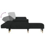 Canapé-lit en forme de L noir 271x140x70 cm velours – Image 4