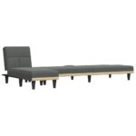 Canapé-lit en forme de L gris foncé 255x140x70 cm tissu – Image 2