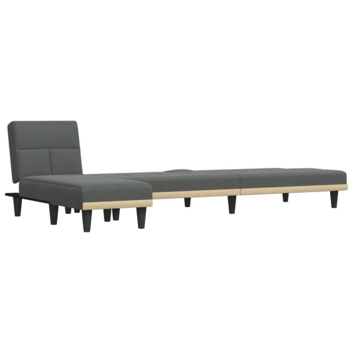Canapé-lit en forme de L gris foncé 255x140x70 cm tissu – Image 2