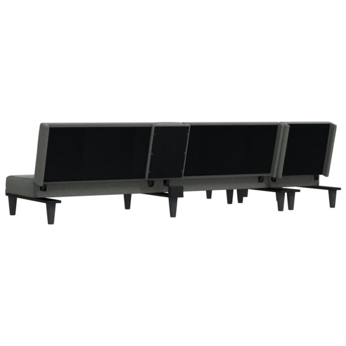 Canapé-lit en forme de L gris foncé 255x140x70 cm tissu – Image 3