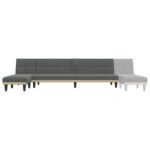 Canapé-lit en forme de L gris foncé 255x140x70 cm tissu – Image 5