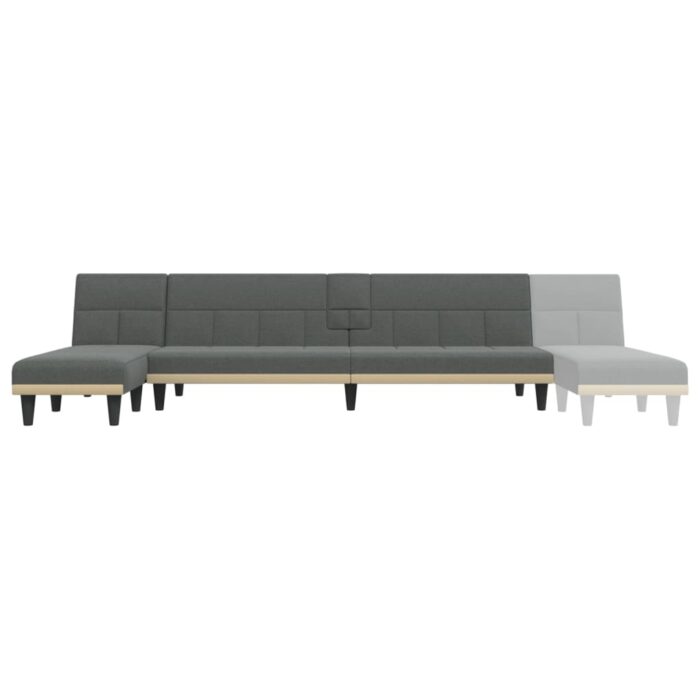Canapé-lit en forme de L gris foncé 255x140x70 cm tissu – Image 5