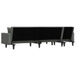 Canapé-lit en forme de L gris foncé 275x140x70 cm tissu – Image 3