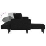 Canapé-lit en forme de L noir 275x140x70 cm tissu – Image 4