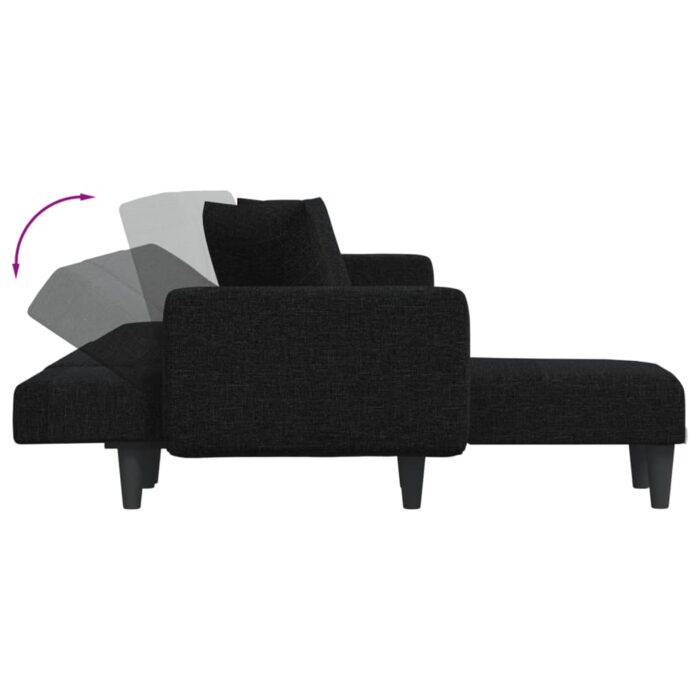 Canapé-lit en forme de L noir 275x140x70 cm tissu – Image 4